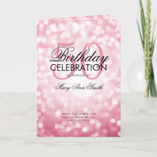 Elegant 50 Birthday Program Lights Rose Gold Menu