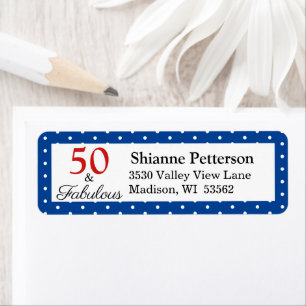Elegant 50 & Fabulous 50th Birthday Blue Address