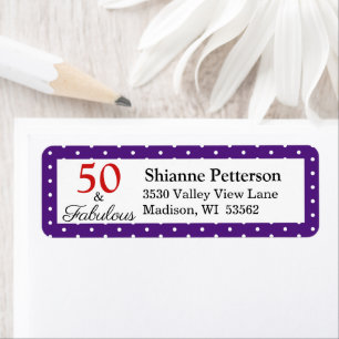 Elegant 50 & Fabulous 50th Birthday Purple Adresse