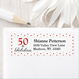 Elegant 50 & Fabulous 50th Birthday WH Red Address
