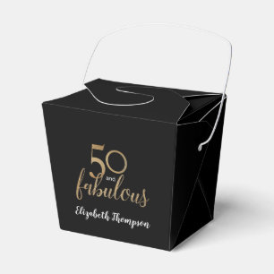 Elegant 50 & fabulous Birthday box Faux gold black