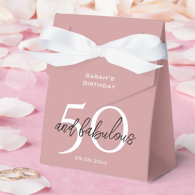 Elegant 50 & Fabulous Birthday Dusty Pink Girly  Favor Box (Wedding)