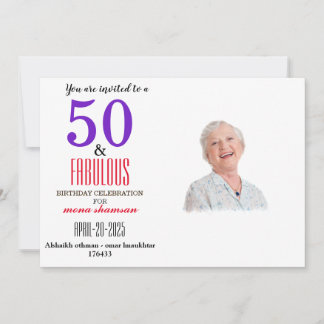 Elegant 50 & Fabulous Birthday Invitation