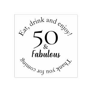 Elegant 50 & Fabulous Black 50th Birthday Rubber Stamp