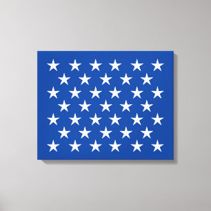 Elegant 50 White Stars on Blue Background Pattern Canvas Print