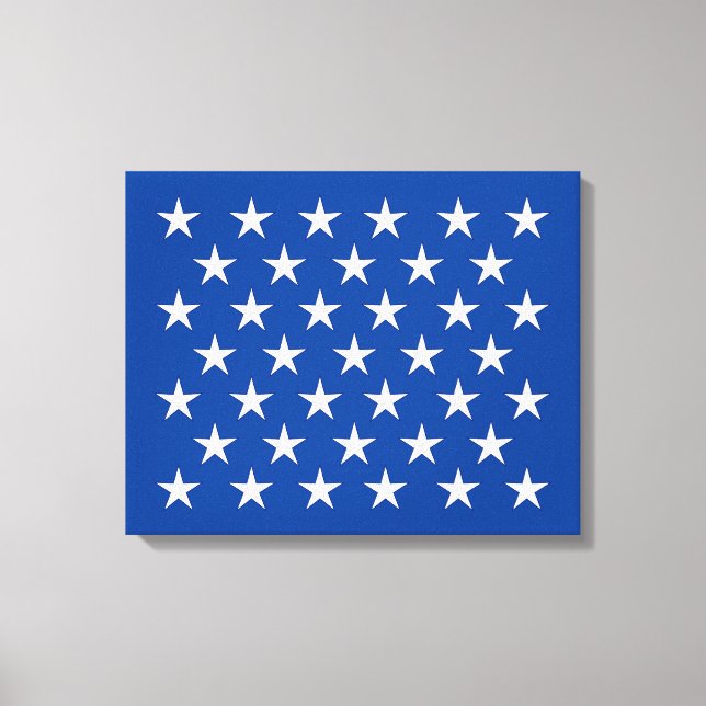 Elegant 50 White Stars on Blue Background Pattern Canvas Print (Front)