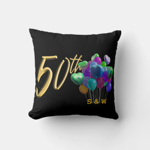 Elegant 50 Years Gold Glitter Anniversary Throw Pillow