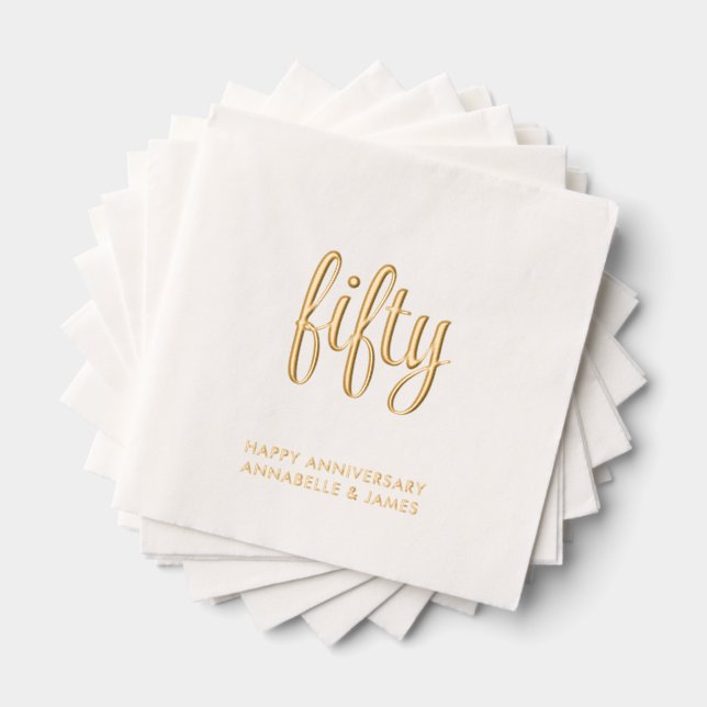 Élégant 50e anniversaire Mariage d'or serviettes à (Insitu (empilé))