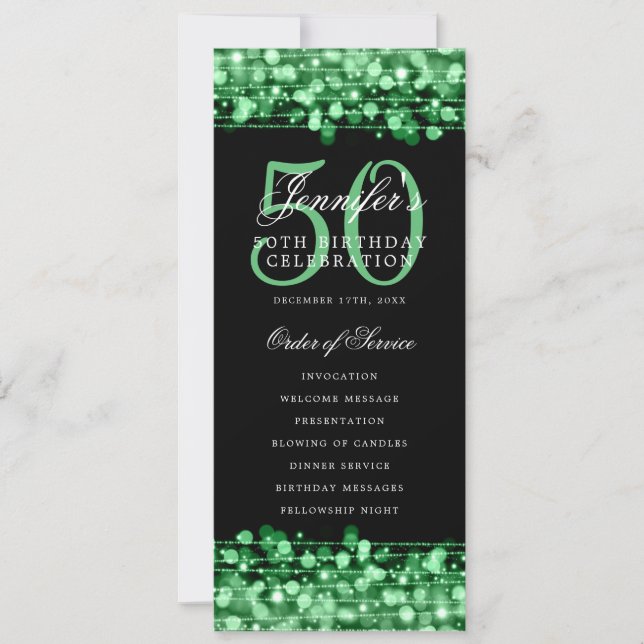 Élégant 50e anniversaire Programme de fête Vert (Devant)