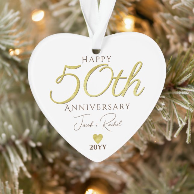Elegant 50th Anniversary Gold Foil Custom Wedding Ornament (Tree)