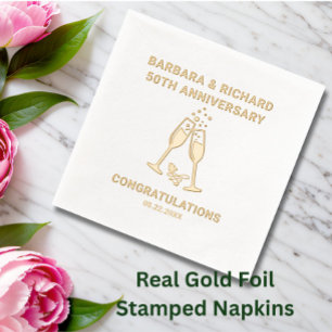 Elegant 50th (any year) Wedding Anniversary Foil Napkins