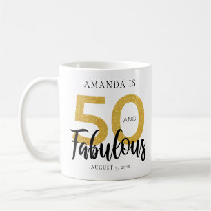 Elegant 50th Birthday 50 and Fab Personalized Coffee Mug