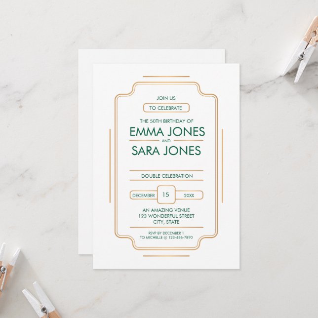 Elegant 50th Birthday Celebration Invitation  (Front/Back In Situ)