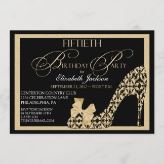 Elegant 50th Birthday Damask Shoe Invitation