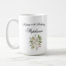 Elegant 50th Birthday Floral Coffee Mug
