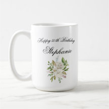 Elegant 50th Birthday Floral Personalized Coffee Mug