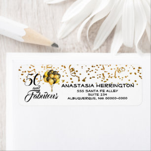 Elegant 50th Birthday Gold Confetti Black Text