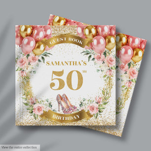 Elegant 50th Birthday Guest Book With Heels