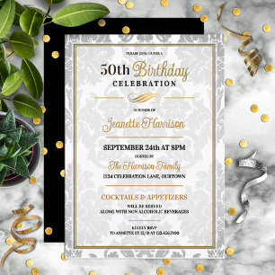 Elegant 50th Birthday Party Celebration Invitation