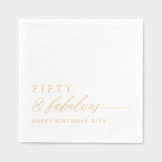 Elegant 50th Birthday Party Fifty & Fabulous Gold Foil Napkins