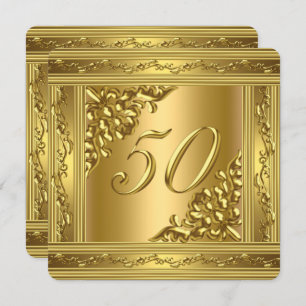 Elegant 50th Birthday Party Gold Golden 50 Frame Invitation