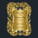 Elegant 50th Birthday Party Gold Golden Black 3 Invitation<br><div class="desc">Elegant 50th Birthday Party Gold Golden Black. Ornate Floral Black Bows</div>