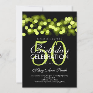 Elegant 50th Birthday Party Green Hollywood Glam Invitation