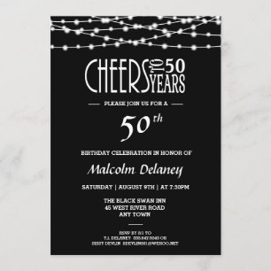Elegant 50th Birthday Party Invitation in Black
