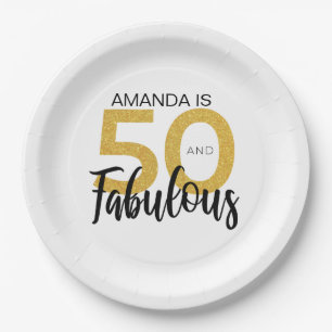 Elegant 50th Birthday Party Personalized Paper Plate