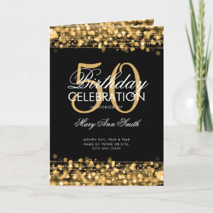 Elegant 50th Birthday Party Program Gold w/ Menu