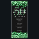 Elegant 50th Birthday Party Program Green w/ Menu<br><div class="desc">Elegant "Birthday Party Program" design with Sparkles & Lights in Emerald Green w/ custom text.</div>
