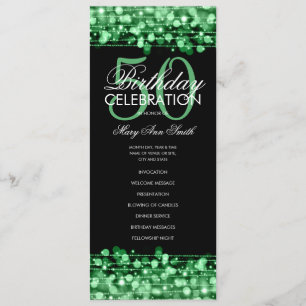 Elegant 50th Birthday Party Program Green w/ Menu