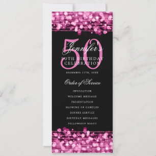 Elegant 50th Birthday Party Program Hot Pink 