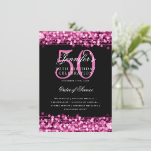 Elegant 50th Birthday Party Program Hot Pink Menu
