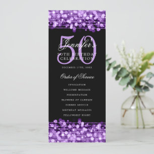Elegant 50th Birthday Party Program Purple Menu