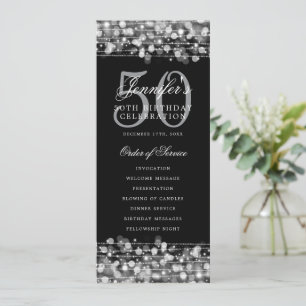 Elegant 50th Birthday Party Program Silver w/ Menu