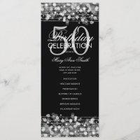Elegant 50th Birthday Party Program Silver w/ Menu