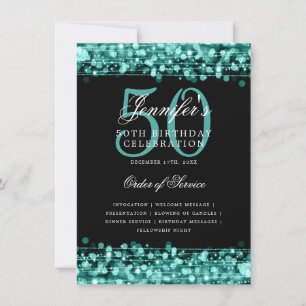 Elegant 50th Birthday Party Program Turquoise Menu