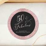 Elegant 50th Birthday Party Rose Gold Classic Round Sticker<br><div class="desc">Elegant and chic black and sparkly rose gold fiftieth birthday party sticker for your correspondence and party favours with "50 & Fabulous" in a stylish rose gold script and simple rose gold typography.</div>