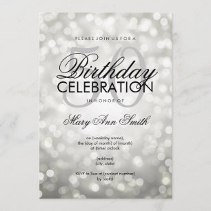 Elegant 50th Birthday Party Silver Glitter Lights Invitation
