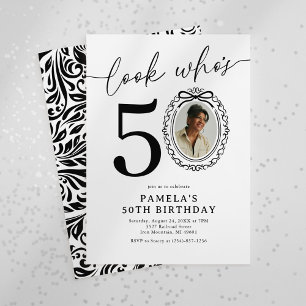 Elegant 50th Birthday Photo Invitation