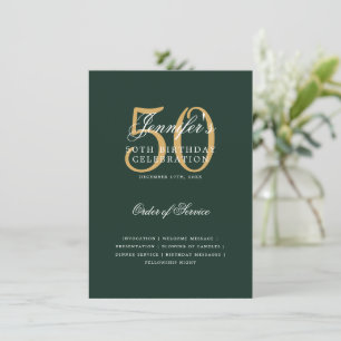 Elegant 50th Birthday Program Gold Green Menu