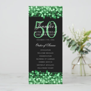 Elegant 50th Birthday Program Green Thank You
