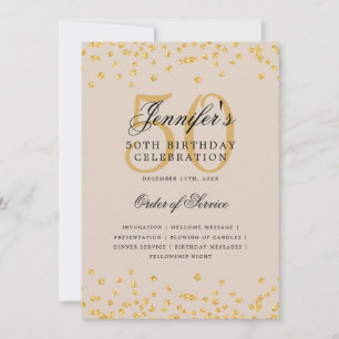 Elegant 50th Birthday Program Menu Gold Champagne