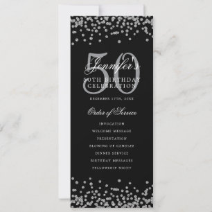 Elegant 50th Birthday Program Silver Confetti Menu