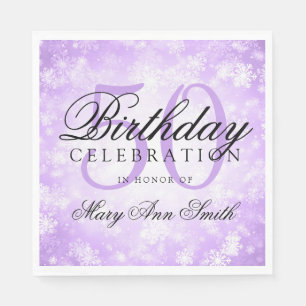 Elegant 50th Birthday Purple Winter Wonderland Napkin