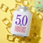 Elegant 50th Fabulous Birthday Gift Can Cooler<br><div class="desc">Celebrate turning 50 in style with this elegant 50th birthday design. 50 and fabulous with purple,  red,  and black colour of text with full customization We're happy to help you make your 50th birthday party a fabulous event.</div>