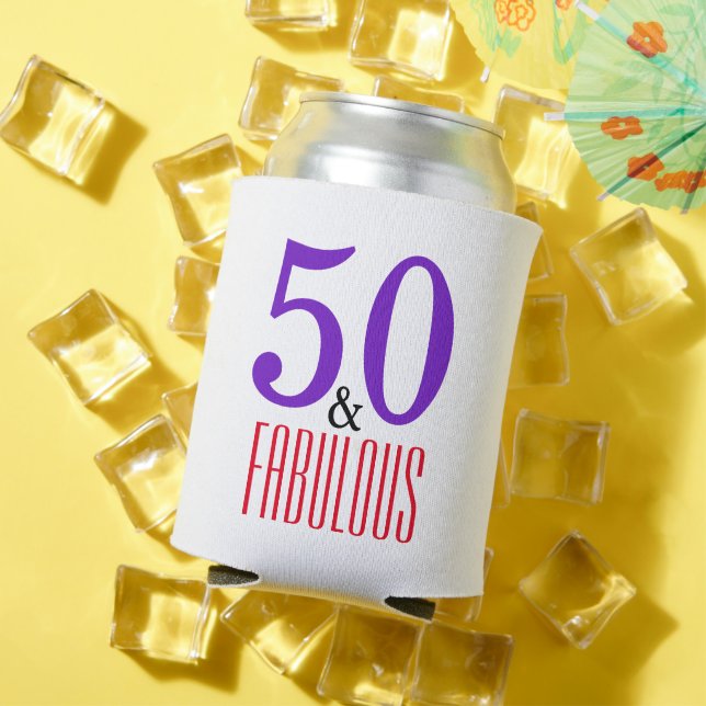 Elegant 50th Fabulous Birthday Gift Can Cooler (In Situ Summer)