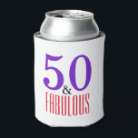 Elegant 50th Fabulous Birthday Gift Can Cooler<br><div class="desc">Celebrate turning 50 in style with this elegant 50th birthday design. 50 and fabulous with purple,  red,  and black colour of text with full customization We're happy to help you make your 50th birthday party a fabulous event.</div>