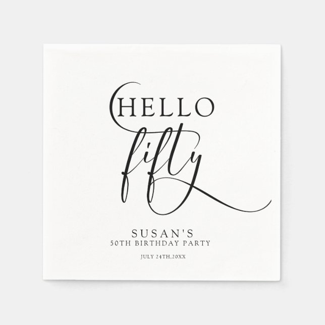 Elegant 50th Fiftieth Birthday  Napkin (Front)